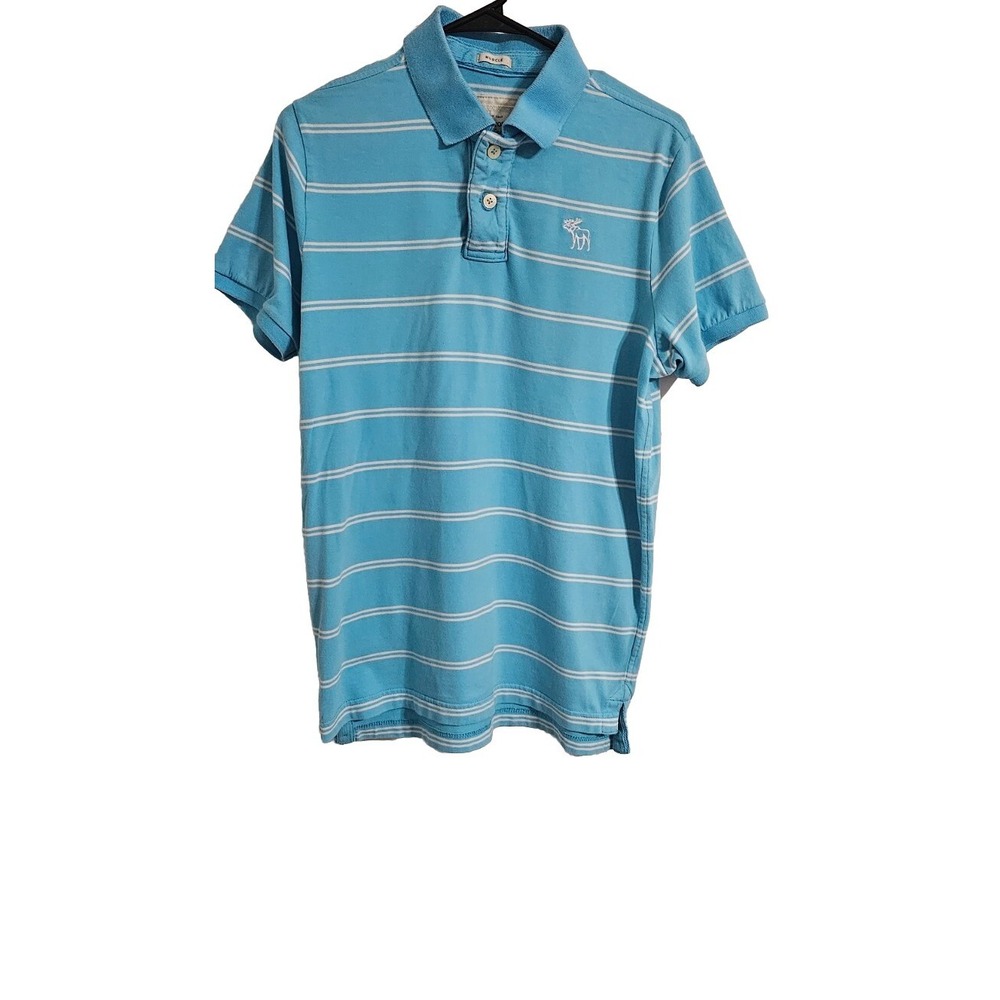 Abercrombie & Fitch Mens Polo Muscle‎ Shirt Extra Large Turquoise White Stripe